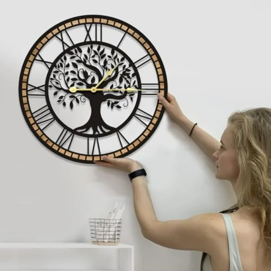 Tree of Life Wall Clock Silent Non Ticking Living Room Decor