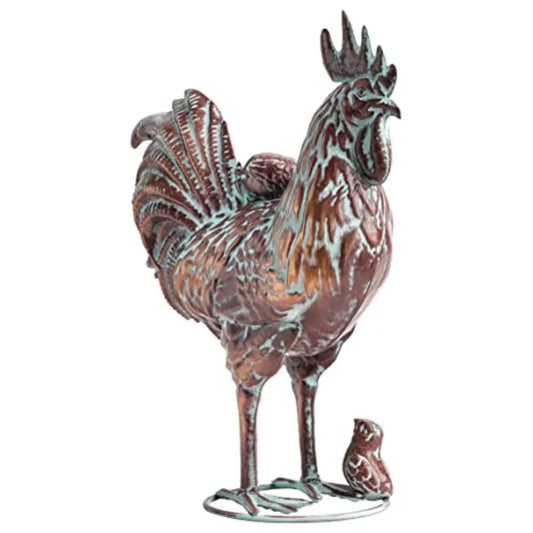 SHXI Outdoor Rooster Statue Metal Garden Yard Art Sculpture Home